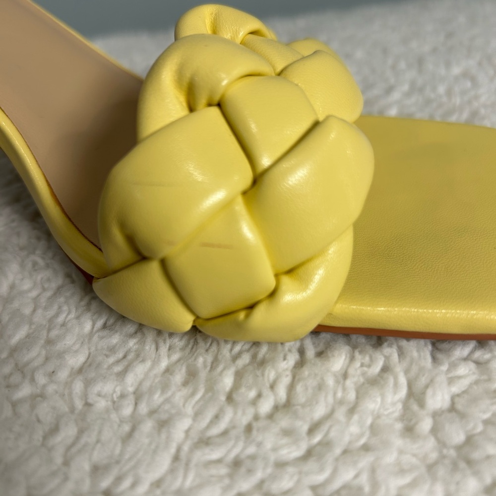 TORGEIS Maraca Open Toe Heels Yellow Braided Size 10 - Picture 5 of 15